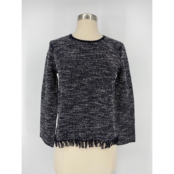 Theory Tops - Theory Wool Blend Long Sleeve Heather Black Top